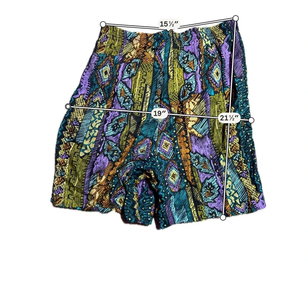 Vintage KWBL Los Angeles Abstract Geometric High Waist Shorts Multi Color Small